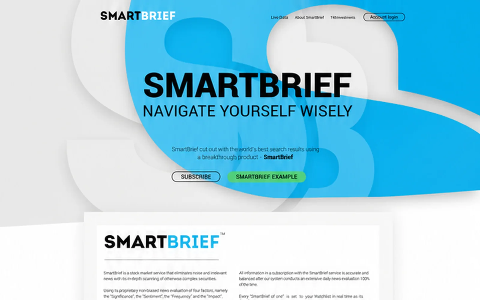Первый экран англоязычного сайта SmartBrief